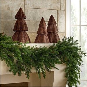Set of 3 Scalloped Rattan Christmas Trees -Threshold designed with Studio McGee